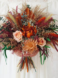 Burnt Orange Rust Terracotta Bouquet,Fall Wedding Flowers,Silk Flower Bouquet,Wedding Bouquet,Bridal Bouquet,Dried Flower Wedding silk flower