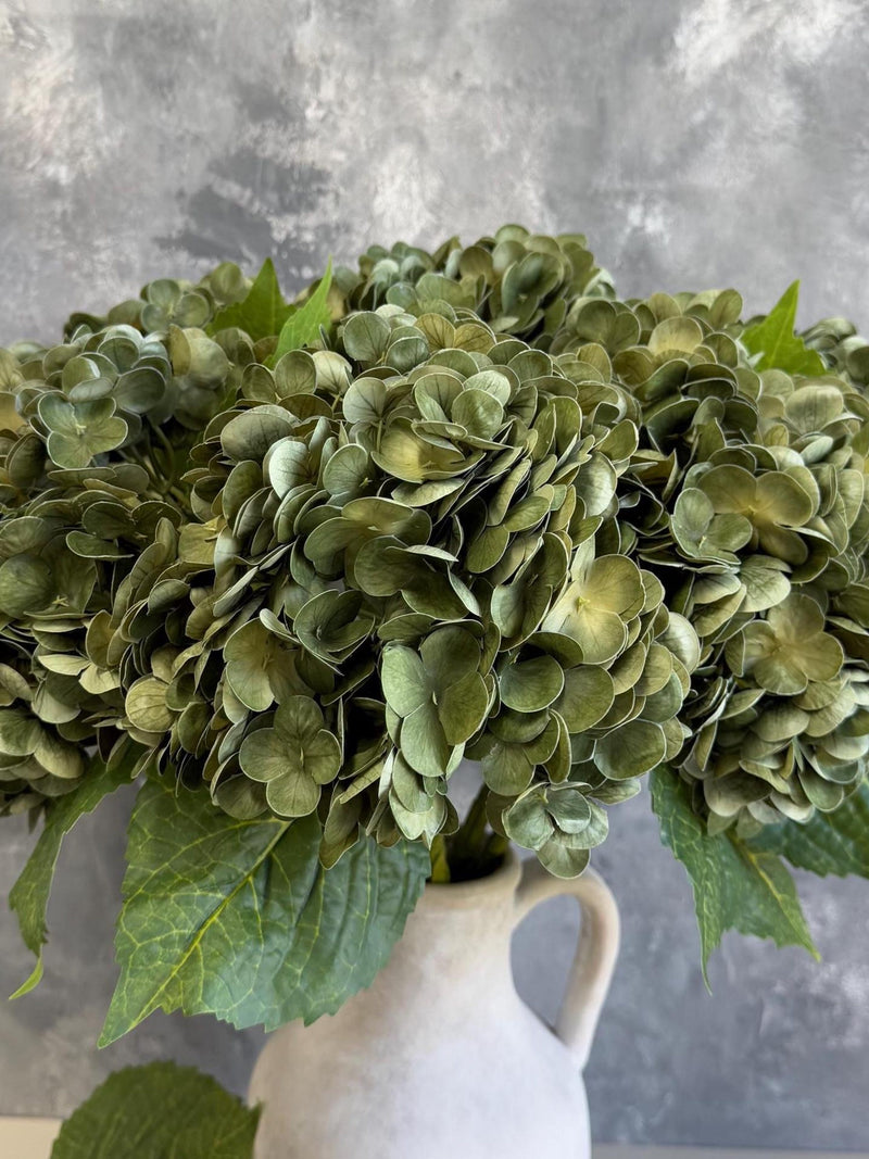 Real Touch Huge Hydrangea Stem - Artificial Flower - Antique Green faux plants