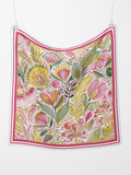 Floral Silk Scarf: Pink, Green & Gold Square Bandana - Four Sizes silk flower
