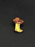 Yellow Rain Boot Enamel Pin: Floral Garden Lapel Pin flower spore