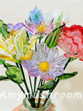 Glass Birth Month Flowers, Handmade Glass Birth Flowers, Rose, Carnation, Iris, Daffodil,Daisy, Larkspur, Poppy, Unique Valentine's Day Gift ANNIVERSARY