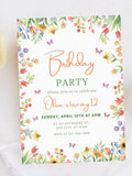 Flower Birthday Invitation, Girl Wildflower Birthday invite, Editable Floral Birthday Invite, CANVA Template, InstantÊDownload birthday flower