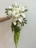 Waterfall Roses Calla Lily Bridal Bouquet, Cascading Rustic Wedding Bouquet wedding flower
