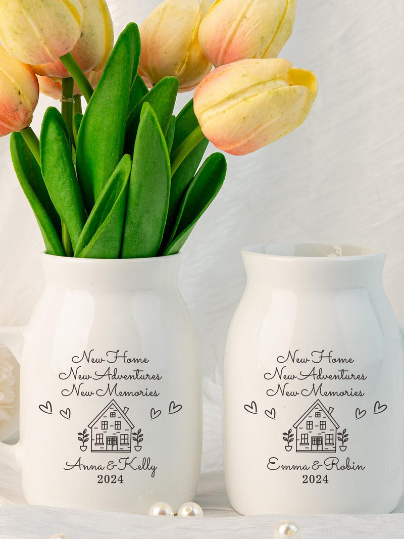 Personalised New Home Gift,Flower Vase for New Home Occasion,Housewarming Gift Idea for Couples,Moving In Gift for Friend,Mini Ceramic Vase house warming flower