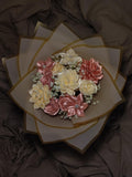 Satin Ribbon Flowers | Artificial flowers | Eternal Rose Bouquet | Pink & Beige Bouquet Bouquet