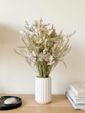 Neutral Dried Flower Bouquet: White and Green, Minimalist Modern Japandi Scandinavian Home Decor house warming flower
