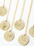 Birth Flower Necklace, Custom Birth Month Pendant Gold Filled Necklace, Gold Flower Birthday Gift Jewelry, Custom Necklace Gift birthday flower