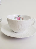 Vintage Spode Savoy Billingsley Rose Coffee Cup and Saucer Sets, Four Sets flower spore