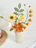 Crochet Flower Bouquet: Handmade Yarn Flowers, 4 Colors, Wrapped & Vase Options Bouquet