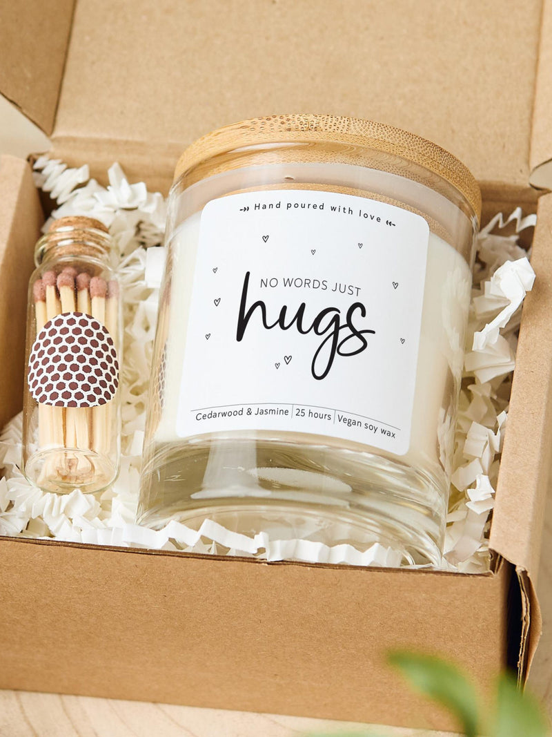 Thinking of You Gift No Words Just Hugs Candle Comforting Sympathy Get Well Soon Present for Friend Him Her sympathy flower