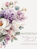 Watercolor Lavender & Ivory Floral Clipart Pack | 10 Trailing Lilac Mauve Flower Arrangements Pngs | Botanical Wedding Baby Shower Flowers sympathy flower