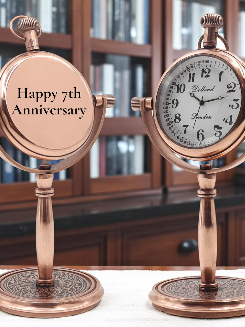 Personalised Copper Desk Clock - 7th Anniversary Gift ANNIVERSARY