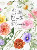 Birth Month Flower PNG Watercolor Family Bouquet DIY Floral PNG Clipart Digital Download Birthday Gift Family Individual Elements Of Flowers birthday flower