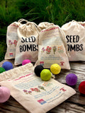 Seed Bombs - 10 Pack - Cotton Drawstring Bag - Canadian Wildflower seeds bulk