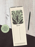 Birth Flower Perpetual Birthday & Celebration Calendar | Slim Wall Calendar | Undated Planner Organiser | Reusable, eco-friendly Calendar birthday flower