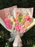 Handmade Crochet Flower Bouquet, Pink Rose Yarn Flowers, Unique Gift for Graduation, Birthday, Teacher Appreciation, Mom, Wife birthday flower