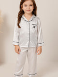 Personalized Flower Girl Pajamas,Custom Satin Pajama Set for Kids,Bridesmaid Pajamas,Bridesmaids Gifts, Personalized Kids Pajamas Set silk flower
