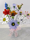 Hand blown glass birth month bouquet,Birth Flower Gift, Hand Blown Spring Flower, Christmas Gifts for Her Mom,Hand Glass Flower Sculptures birthday flower