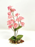 5.5" Pink soft Silk Baby's Breath Aquarium Flower Plant with Stone Base silk flower