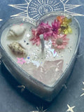 Heart Intention Tea Lights, Rose Quartz, Flowers, Seashells, Love Manifestation (4-Pack) Love Romance Flower