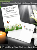 Sympathy Printable Card Ð Heartfelt Condolences with Butterfly & Plants (Instant Digital Download) sympathy flower