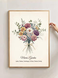 Birth Flower Family Bouquet, Personalised Watercolour Birth Flower Print, Wall Art, Birthday Gift, Minimalist Home Decor, Personalised gift sympathy flower