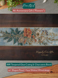 Beautiful 4th Flowers Anniversary Gift 4th Anniversary *Glass* Cutting & Charcuterie Tray Floral Cheeseboard Couple Gift 4 Year Floral Gift ANNIVERSARY