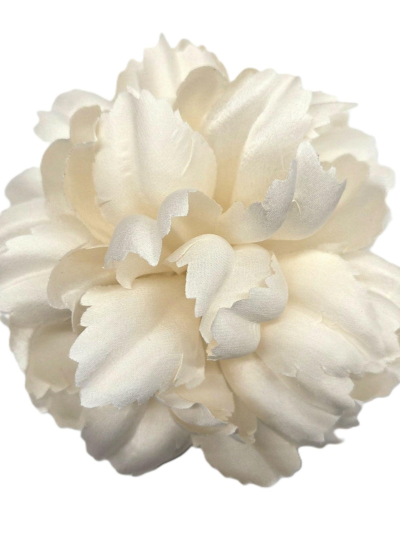 M&S Schmalberg 5" Modern Chrysanthemum (Mum) Ivory Silk Fabric Flower Brooch Pin Handmade in NYC silk flower