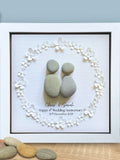 Personalised 4th Anniversary Pebble Art Gift: Custom Paper Flower Couple Portrait ANNIVERSARY