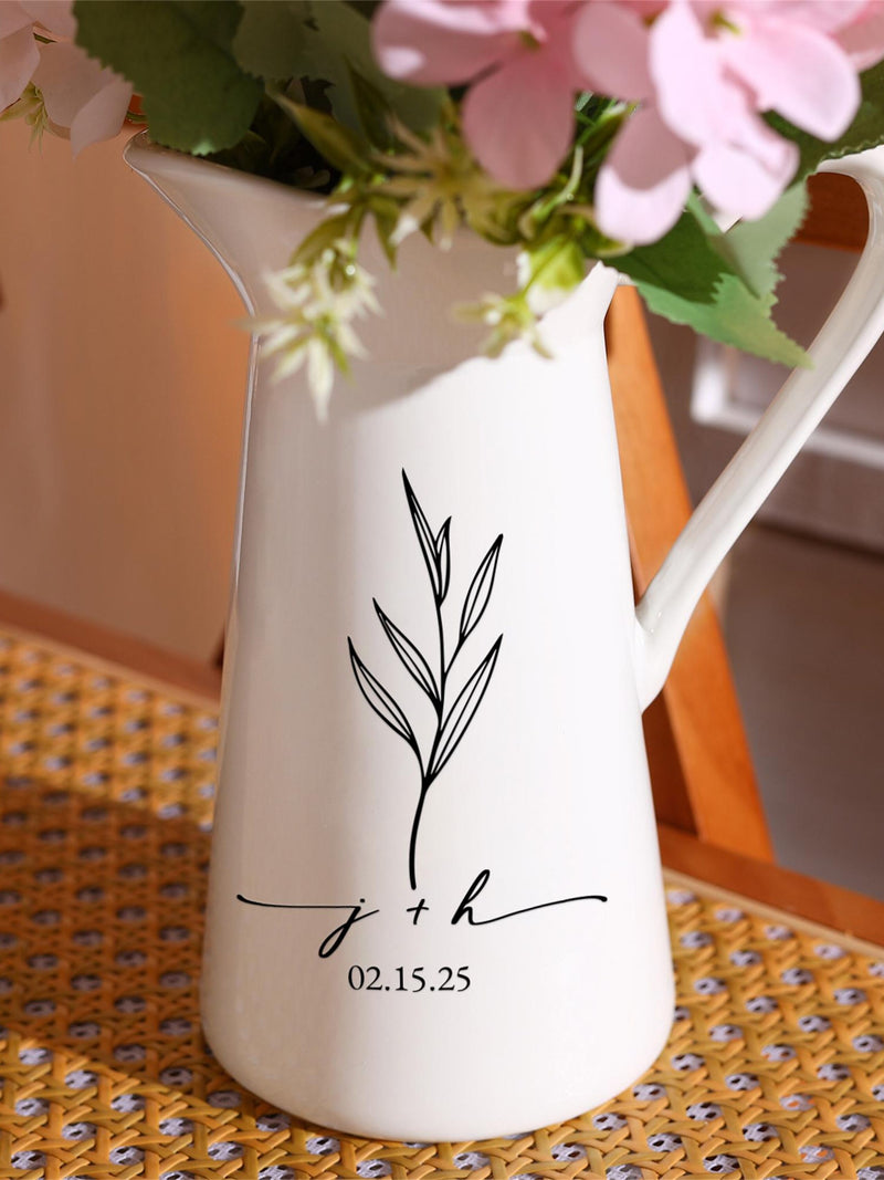 Custom Engagement Gifts Flower Vase,Wedding Ceramic Vase,Engraved Memorial Wedding Vase,Gift for Newlyweds,Bride to be Gift,Anniversary Gift ANNIVERSARY