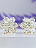 Round Cut Lab Grown Diamond Flower Stud Earring, 14k gold Stud Earring For Birthday Gift, lab Diamond Floral Earring, prong set Stud Earring ANNIVERSARY