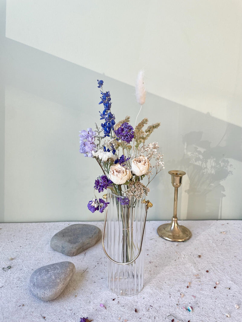 Blue and Purple Dried Flower Bouquet: Wedding Home Decor - Small size house warming flower