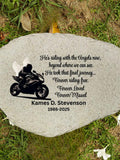 Motorcycle Memorial Garden Stone: Biker Sympathy Gift, Riding with Angels Poem Remembrance Keepsake, sympathy flower