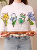Stained Glass Birth Flower Plant Stake Ð Handmade Mothers day Gift ANNIVERSARY