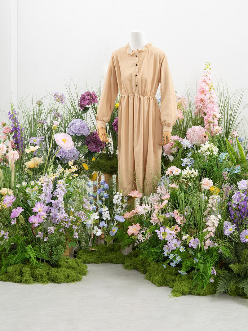 Faux Flower Arrangement: Silk Pastel Blooms, Moss & Stones FLOWER DELIVERY