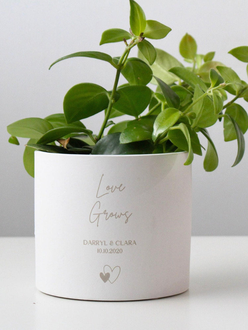 Love Grows Personalized Planter Pot Engraved | Engagement, Wedding, Anniversary Gift ANNIVERSARY