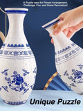 3D Blue-and-White Porcelain Puzzle Vase, DIY 3D Jigsaw Flower Vase, Modern House Warming Decor, 3D Assembly Art Vase, Fun Craft Gift for Kid house warming flower