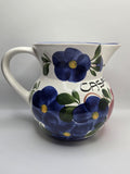 Vintage Hand Made Italian Fabbro Rivignano 'Casarsa Wines' Floral Ceramic Pitcher flower spore