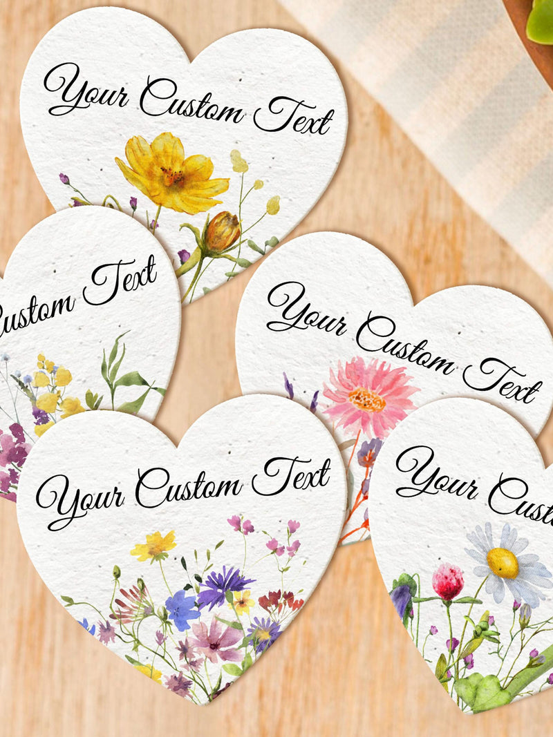 Custom Personalized Seed Paper/Hearts Shapes Wildflower Seed Paper/Bulk Plantable Seed Paper Heart for Guests/Thank you Wedding Favors/2.5" seeds bulk