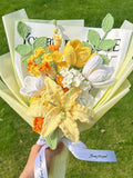 Crochet Yellow Flower Bouquet,Handmade Lily,Rose,Tulip,Peony,Lily of the valley Flower Bouquet,Birthday,Anniversary,Congratulation Gift sympathy flower