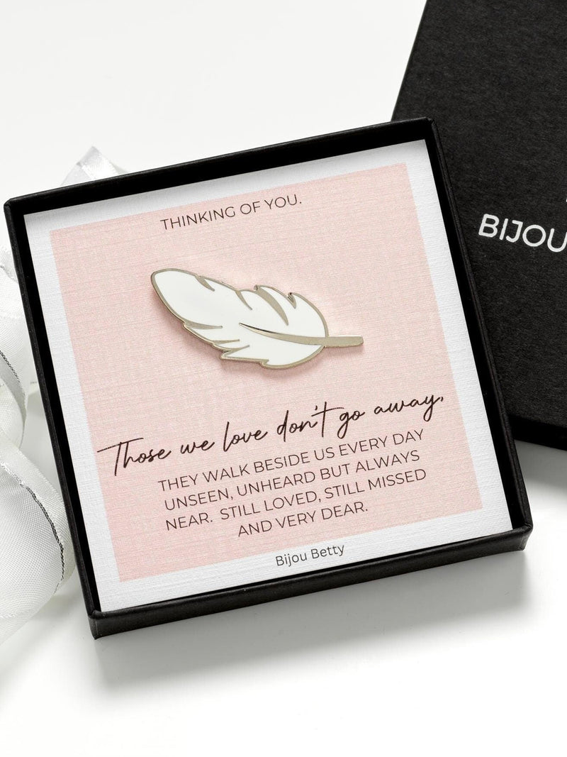 Sympathy Gift Enamel Feather Pin Memorial Keepsake Bereavement sympathy flower