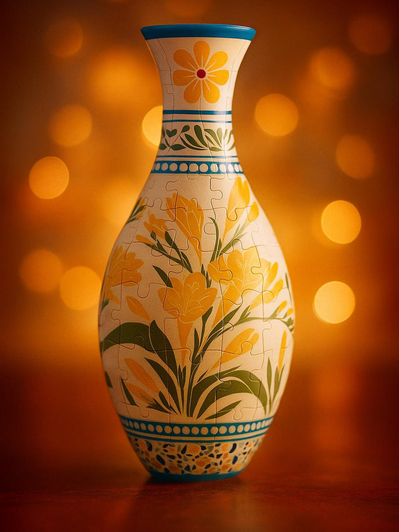 3D Blooming Tulip Puzzle Vase, DIY 3D Jigsaw Flower Vase, Modern House Warming Decoration, 3D Assembly Art Vase, Fun Craft Gift for Kids house warming flower