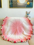 Handmade Crochet Pink Gradient Rose Blanket : Unique Handcrafted gift for Her. Bouquet