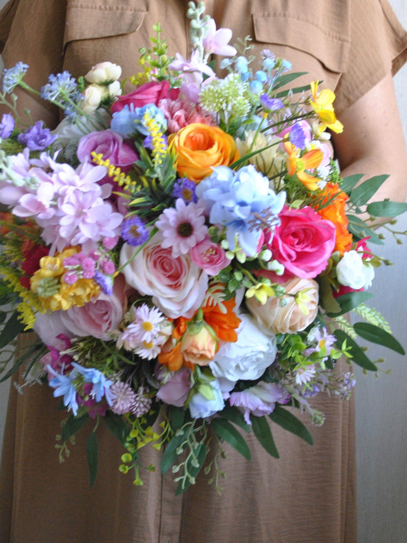 Wildflower Bridal Bouquet: Jewel Tone Silk Flower Bouquet Bouquet