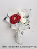 Handmade Crochet Rose Bouquet Ð Red Daphne Rose & White Stemware Rose, Elegant Everlasting Flowers Love Romance Flower