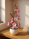 Artificial Cherry Blossom Bonsai | Faux Plum Blossom Tree | Potted Fake Flower Decor | Tabletop Desk Home Office Silk Floral Arrangement faux plants