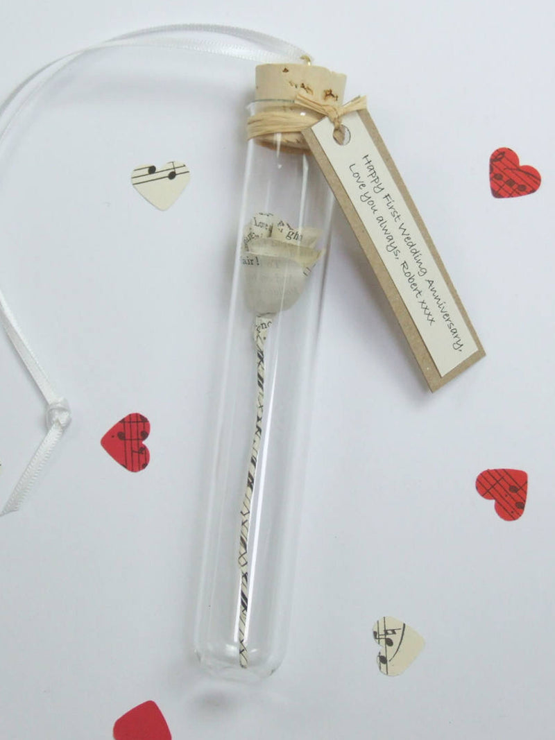 Personalized Book Art Romantic Paper Rose Anniversary Gift - Alternative First Anniversary Paper Flower Gift - Everlasting Rose Keepsake ANNIVERSARY
