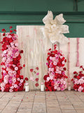 Pink red Floral Arrangement for KT Board Decor Hot Pink Rose Hydrangea Artificial Flower Runner silk flower