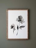Black and White Floral Watercolor Art Print: Modern Botanical Wall Decor house warming flower