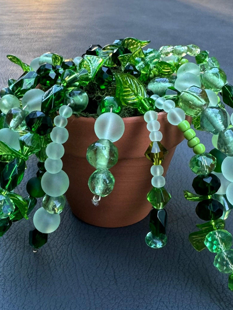 Glass Beaded Succulent Cactus Ð Faux Plant in Terra Cotta Pot Ð Handmade Bead Art Decor faux plants